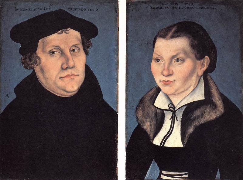 CRANACH, Lucas the Elder Diptych with the Portraits of Luther and his Wife df France oil painting art